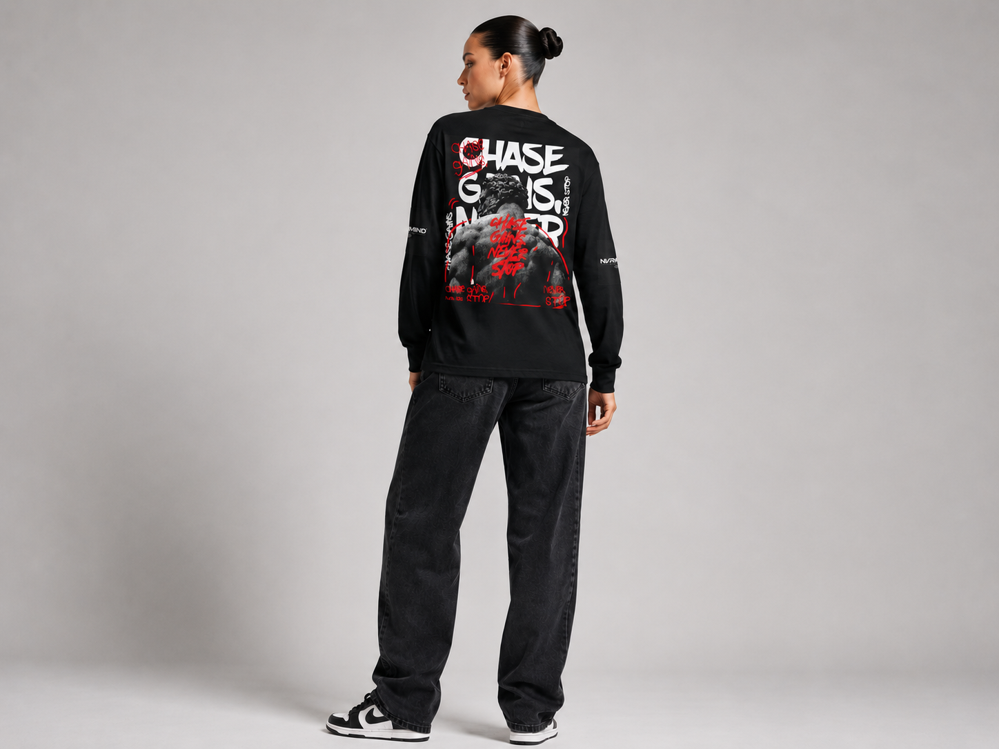 Reborn Rose Statue Long Sleeve Tee — "Rise From Ruins" Graphic