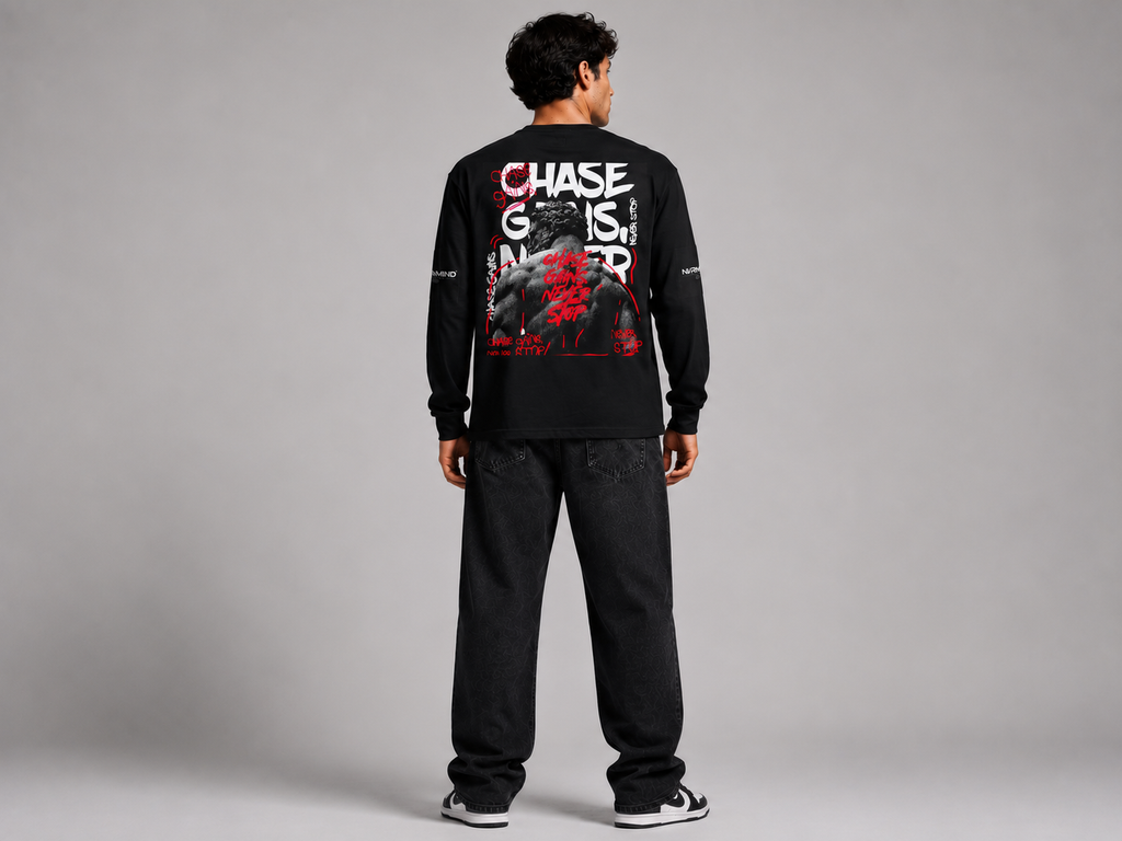 Reborn Rose Statue Long Sleeve Tee — "Rise From Ruins" Graphic