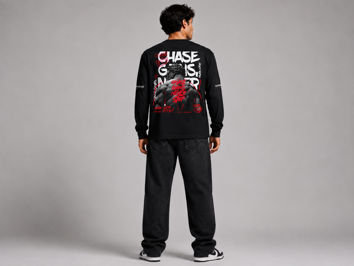 Reborn Rose Statue Long Sleeve Tee — "Rise From Ruins" Graphic
