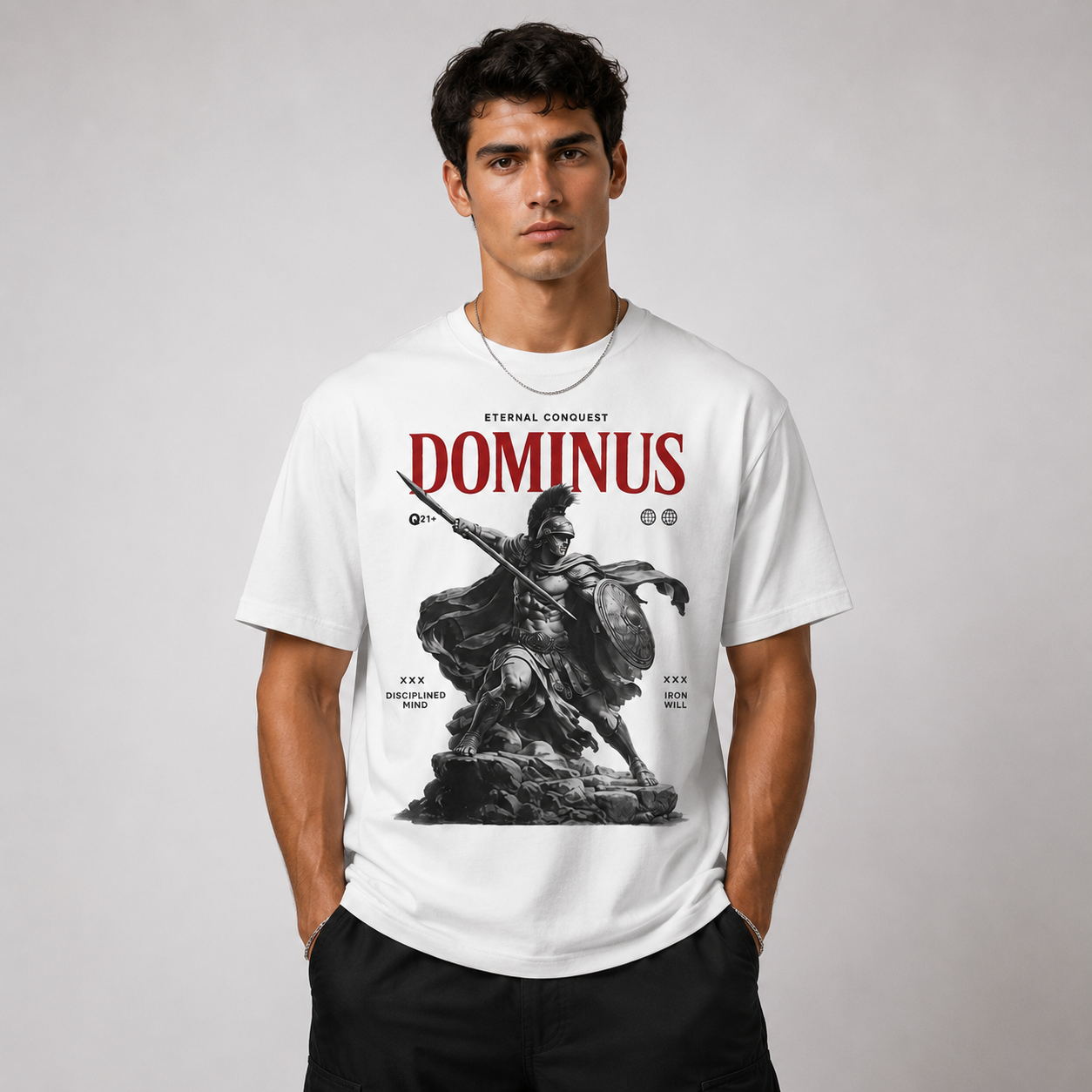 Dominus Spartan Tee — Graphic Roman Warrior Shirt
